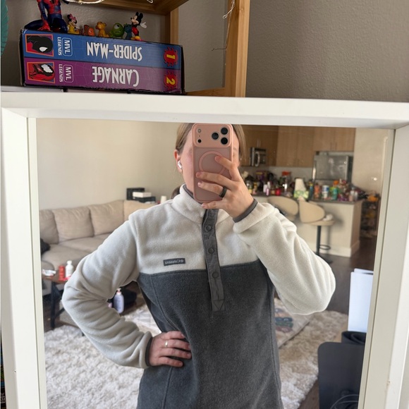 Columbia Fleece Pullover - White and Gray - Picture 7 of 7